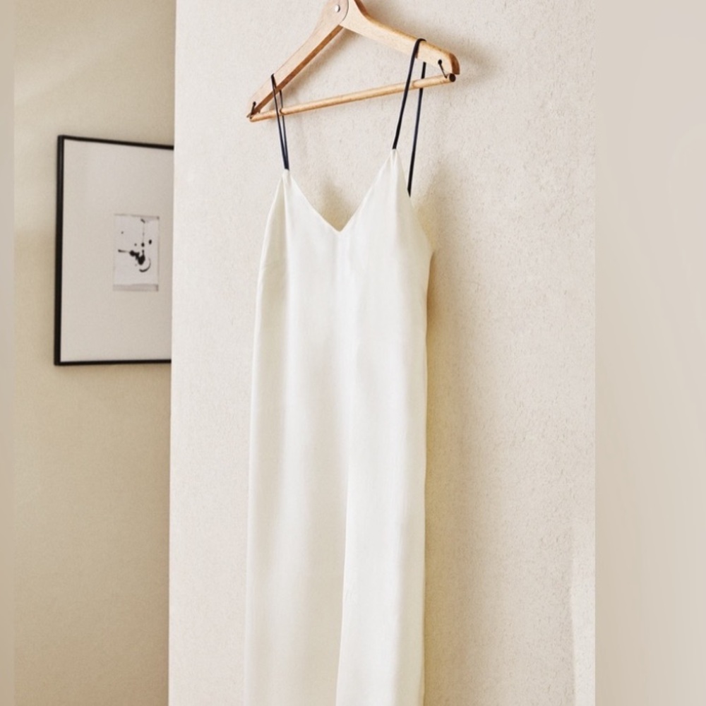 Zara Cream Slip Dress with Black Straps